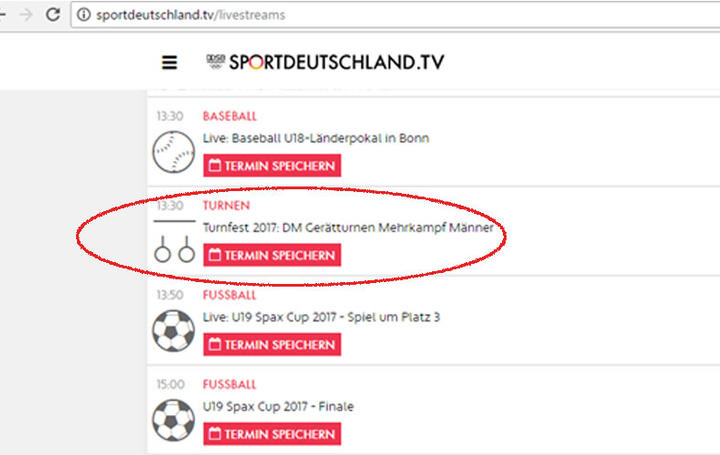 TV Übertragung Deutsche Meisterschaften