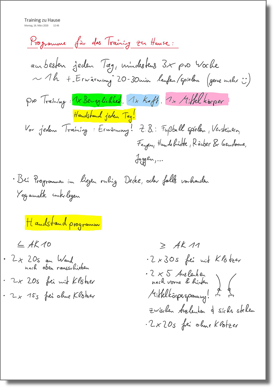 Trainingsplan